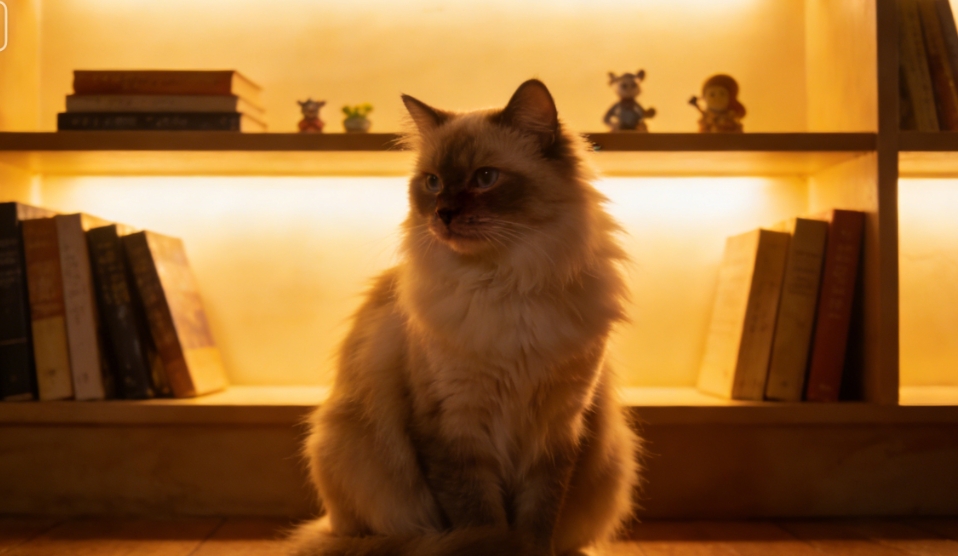 猫咪单爪顶推主人下巴划定边界图示